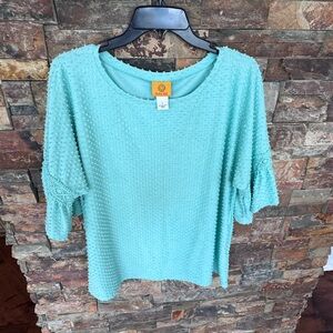 New Textured Aqua Top with 3/4 Sleeves